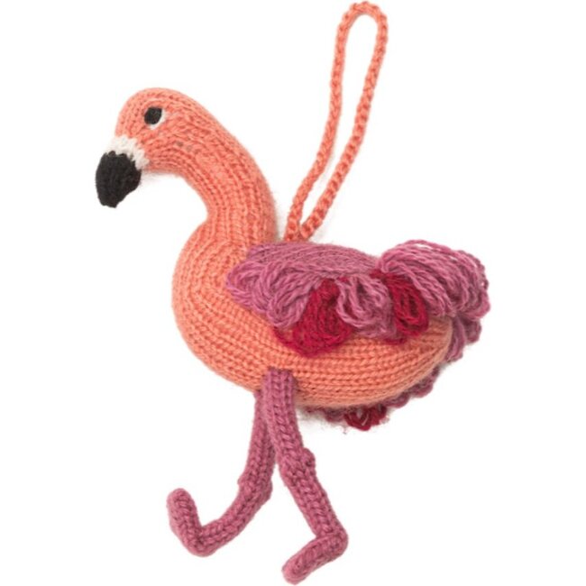 Knit Flamingo Ornament, Pink - Ornaments - 1