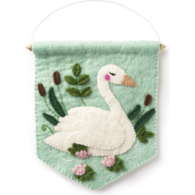 Felt Swan Banner Flag, Mint Green - Wall Décor - 1
