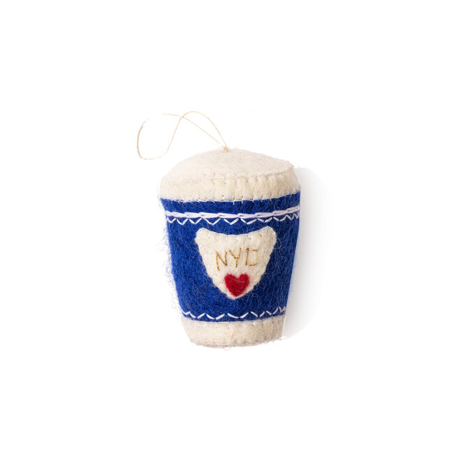 Felt NYC Coffee Cup Ornament, Blue - Ornaments - 2