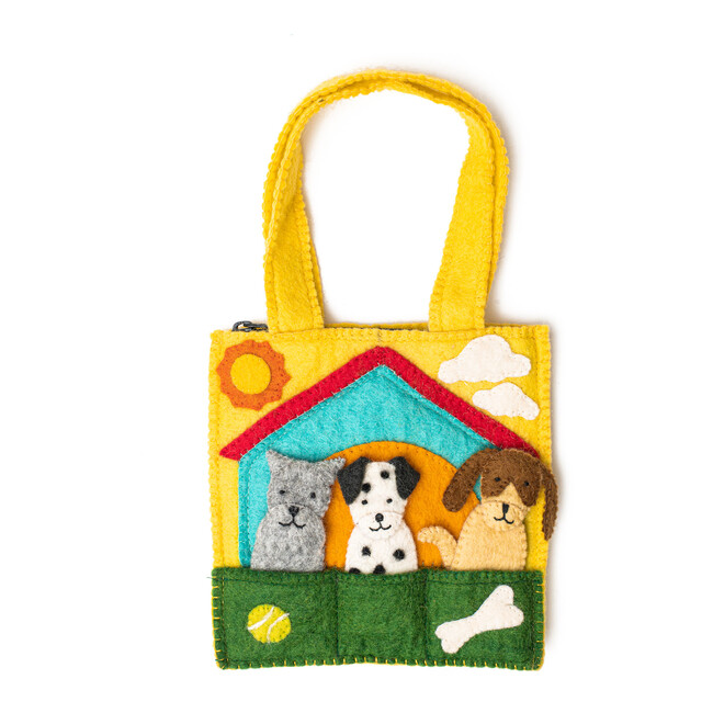Felt Doggy Puppet Bag, Yellow - Plush - 1