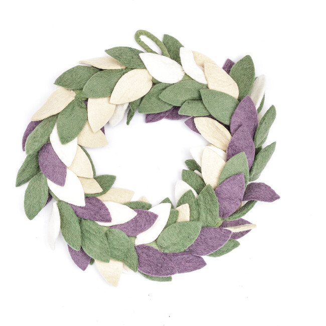 Felt Frost Wreath, Green and Purple