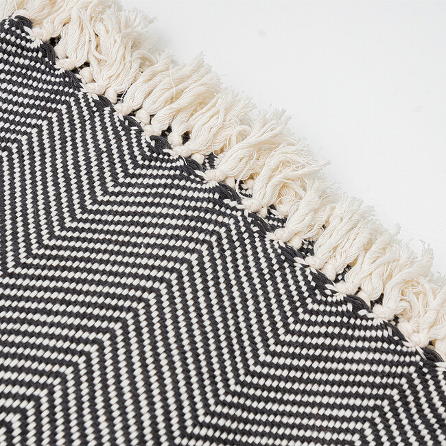 Mechot Cotton Throw Blanket, Dark Grey - Throws - 2