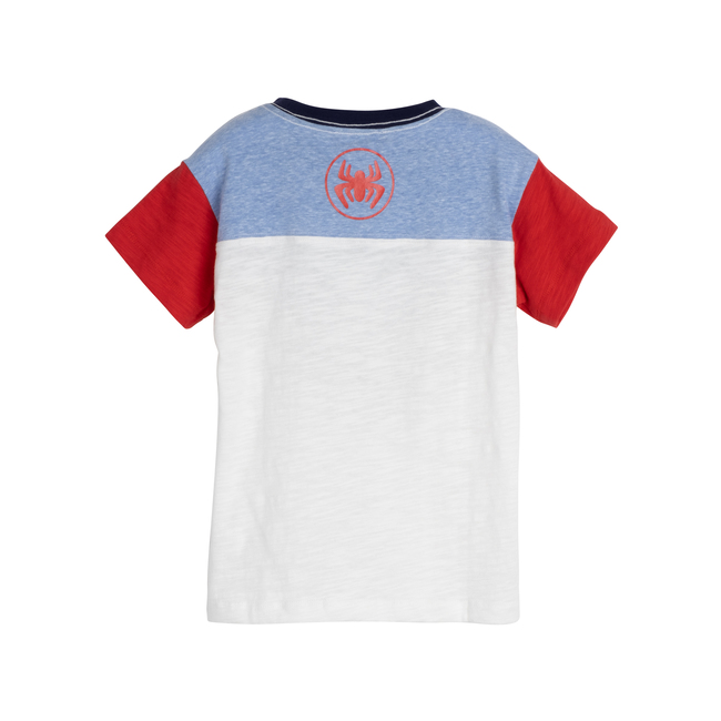 Short Sleeve Color Block Graphic Tee, Cream Red & Blue