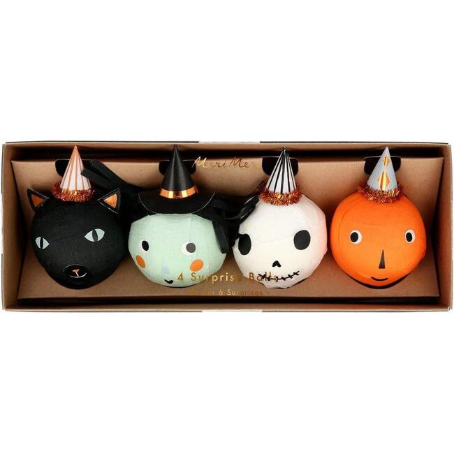 Set of 4 Vintage Halloween Surprise Balls, Orange Multi - Tableware - 4
