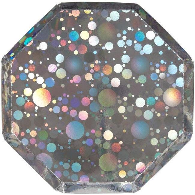 Set of 8 Bubble Side Plates, Holographic Silver - Tableware - 1