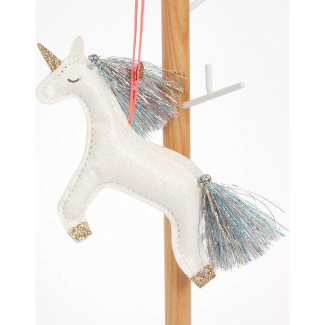 Unicorn Fabric Tree Ornament, White Glitter