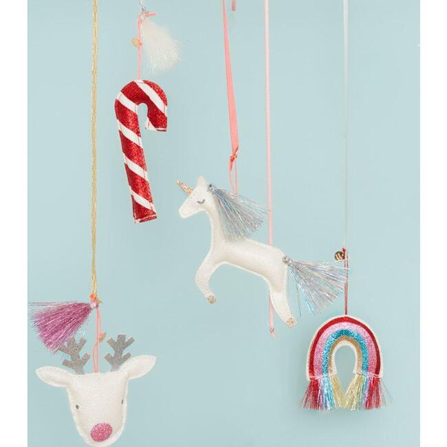 Unicorn Fabric Tree Ornament, White Glitter - Ornaments - 3