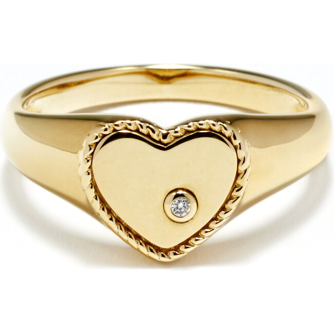 Mini Heart Signet Ring, Yellow Gold