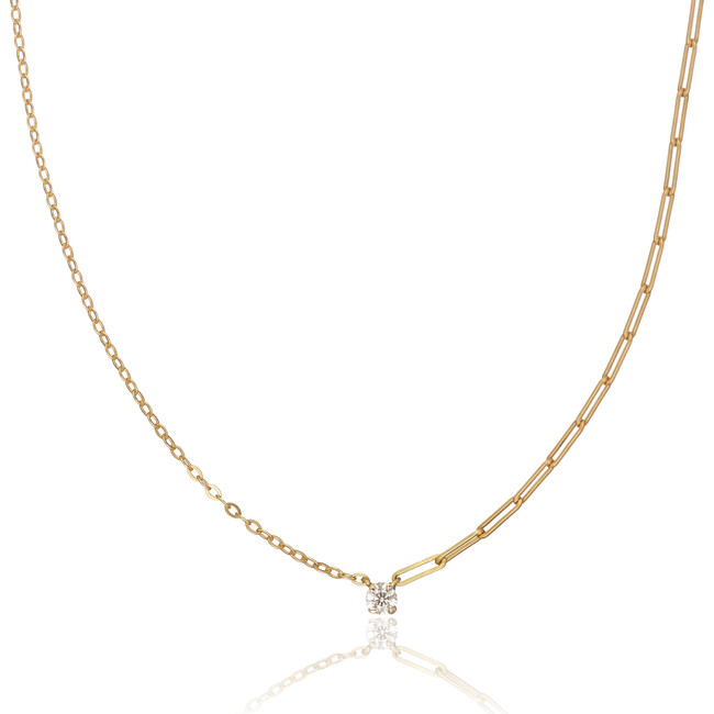 Solitaire Yellow Gold Necklace, Diamond