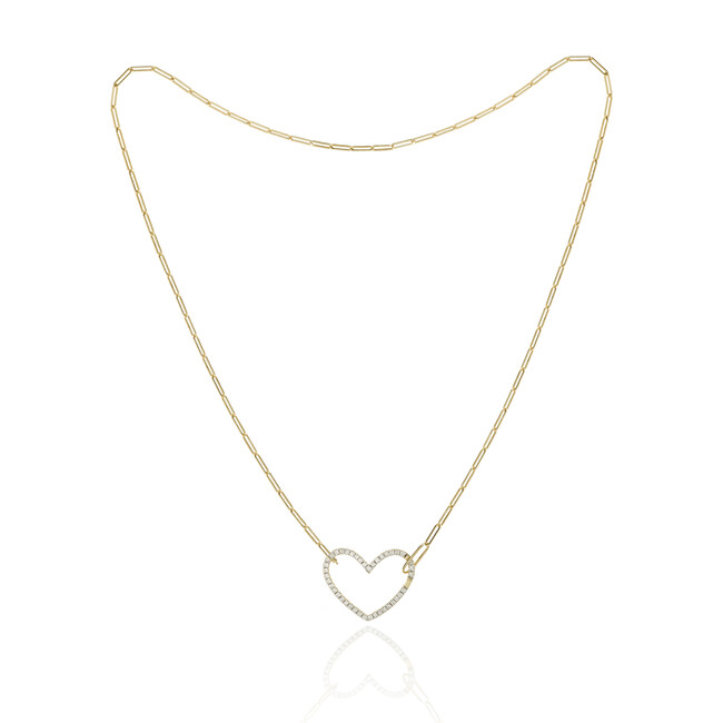 Heart Clasp Necklace, Yellow Gold - Necklaces - 1