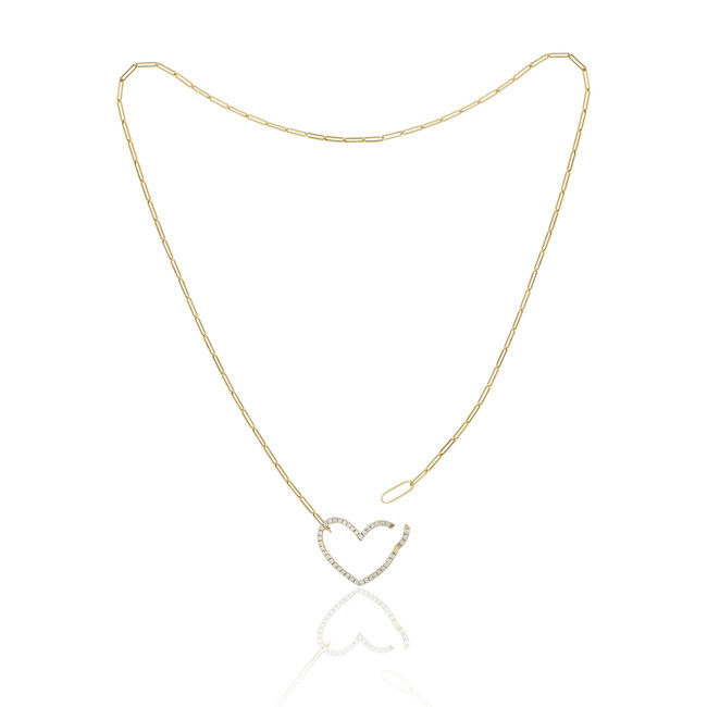 Heart Clasp Necklace, Yellow Gold - Necklaces - 2
