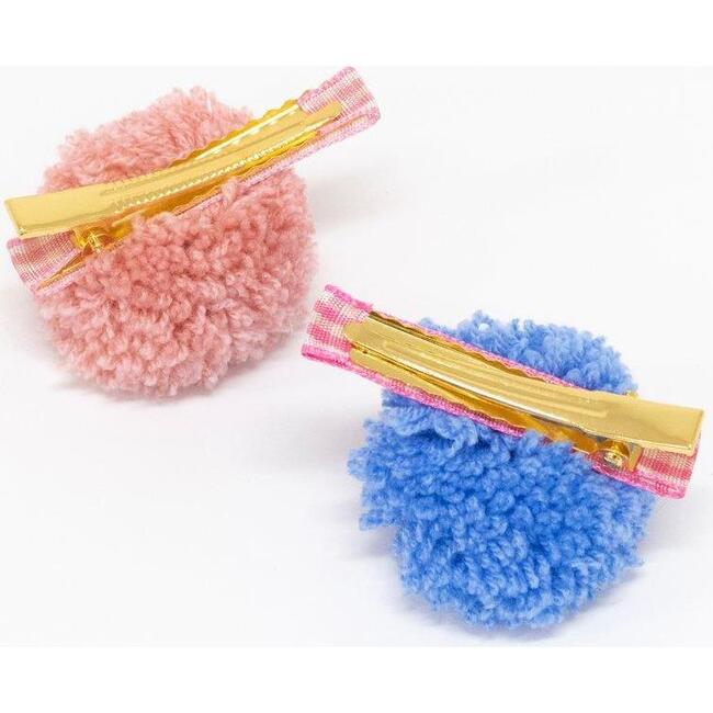 Gingham And Big Pompom Hair Clips - Hair Accessories - 3