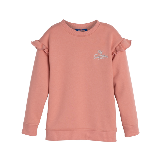 Ruffle Tunic Sweatshirt with Metallic Ghost Spider, Pink