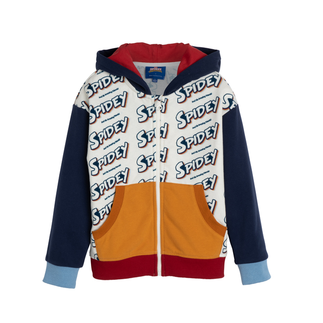 Spidey Color Block Retro Hoodie, Red, Blue & Yellow