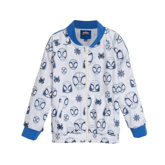 Printed Track Jacket, Cream & Blue