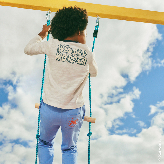 Long Sleeve Graphic Tee, Cream & Blue