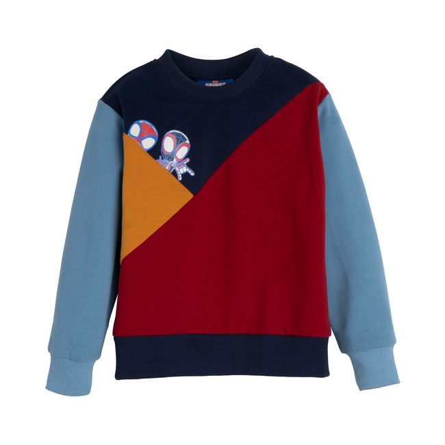Color Block Crewneck Sweatshirt, Red, Blue & Yellow