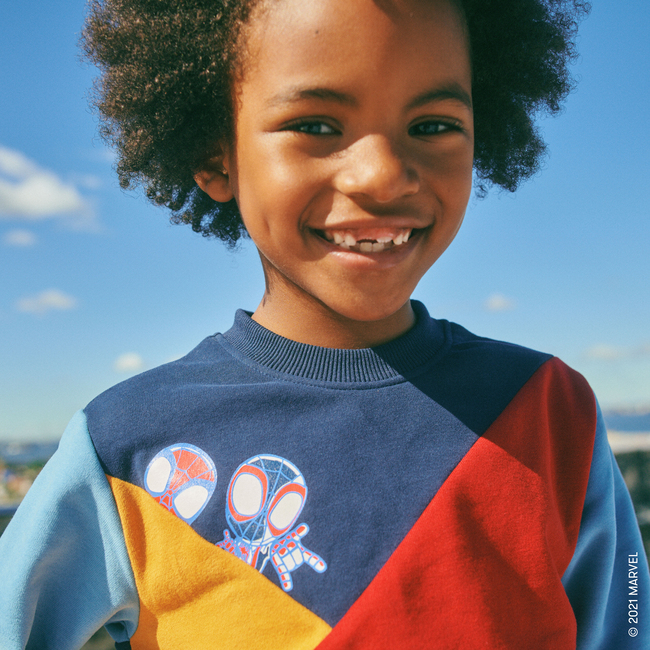 Color Block Crewneck Sweatshirt, Red, Blue & Yellow