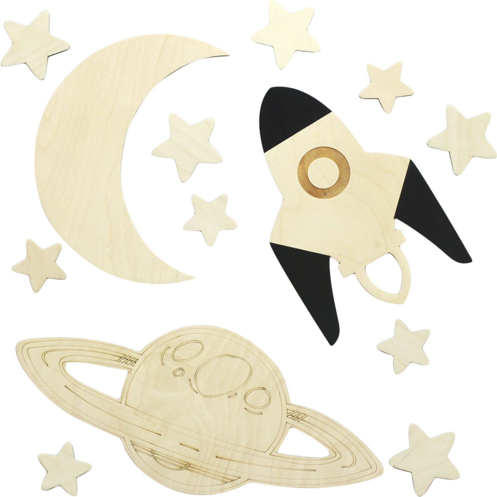 Wooden Wall Decor Set, Space - Wall Décor - 1