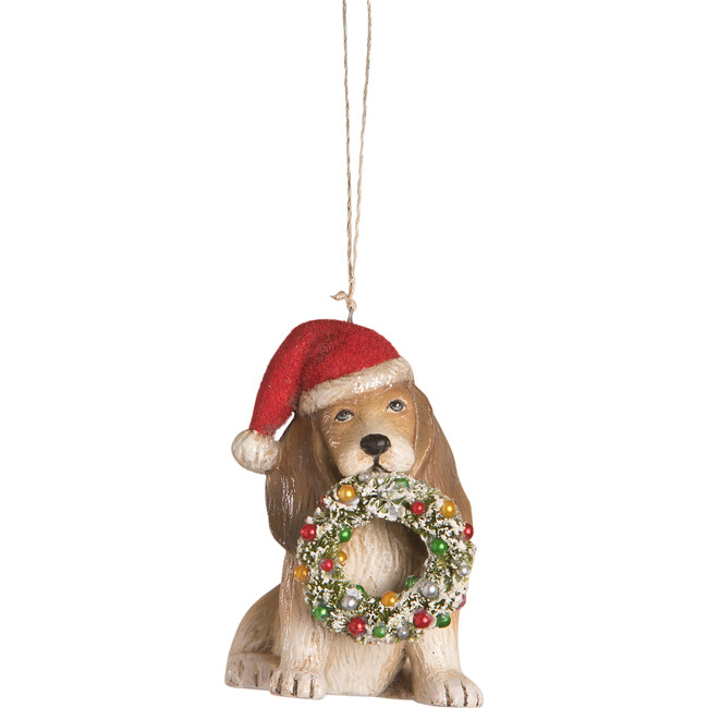 Puppy with Wreath Ornament