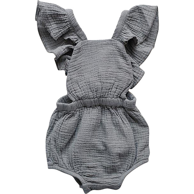 The Ruffle Romper, Lead Gray - Rompers - 1