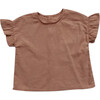 The Frill Linen Top, Cinnamon - Tees - 1 - thumbnail