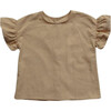 The Frill Linen Top, Camel - Tees - 1 - thumbnail