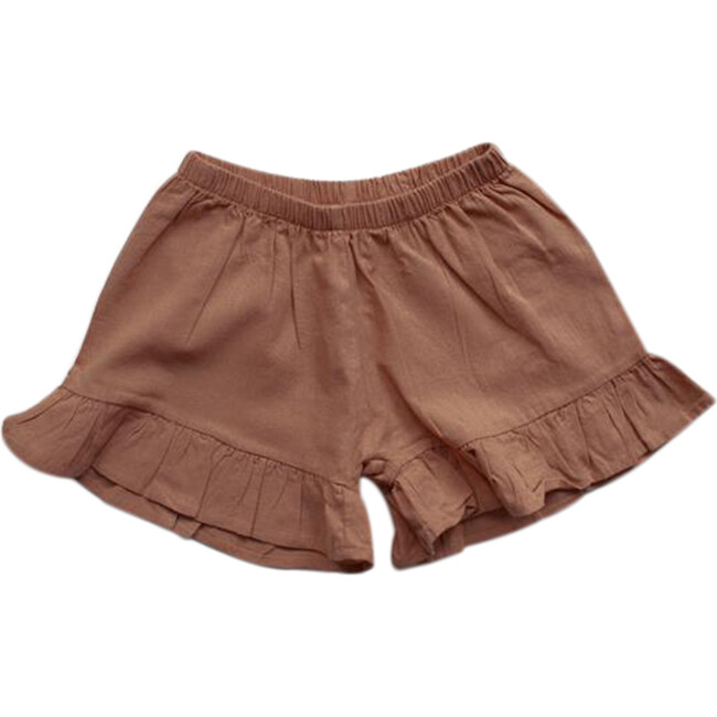 The Frill Linen Short, Cinnamon - Shorts - 1