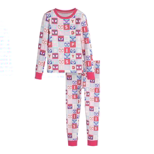 Long Sleeve Checkered Print Pajama, Pink