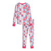 Long Sleeve Checkered Print Pajama, Pink - Pajamas - 3
