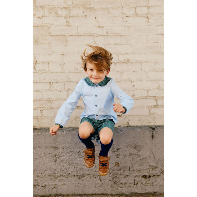 Reversible Chevy Shorts, Blue Poplin & Green Plaid - Shorts - 3