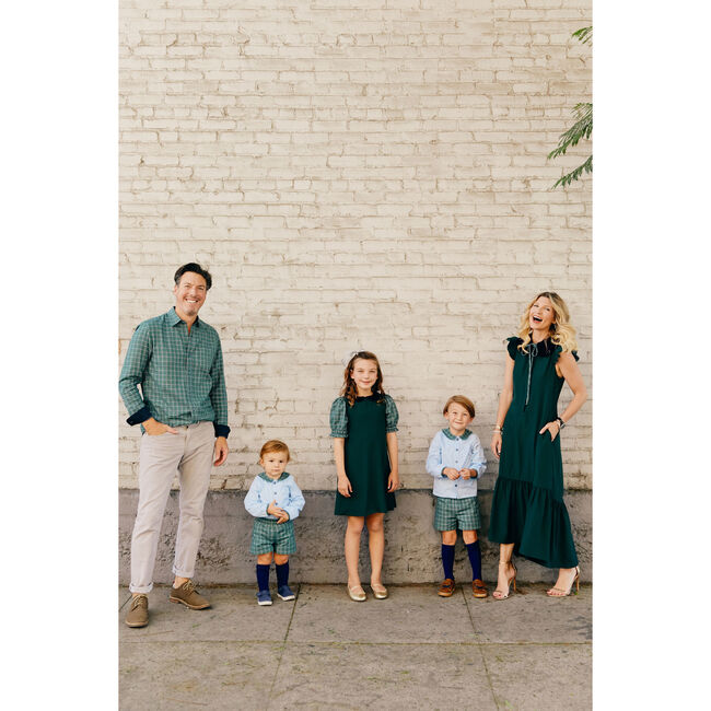 Peter Pan Collar Dress, Green Faille & Purple Velvet - Dresses - 6