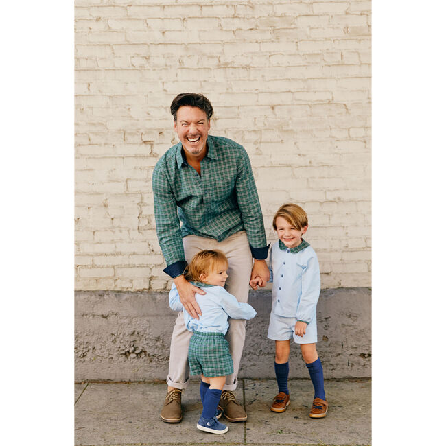 Reversible Chevy Shorts, Blue Poplin & Green Plaid - Shorts - 6