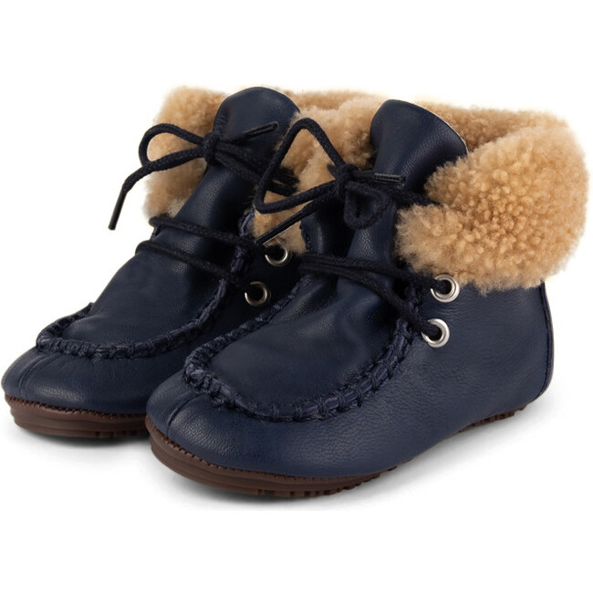 Navy Lace Sheep Boots, Navy