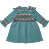 Camel Baby Dress, Duck Egg Blue Fairisle - Dresses - 1 - thumbnail