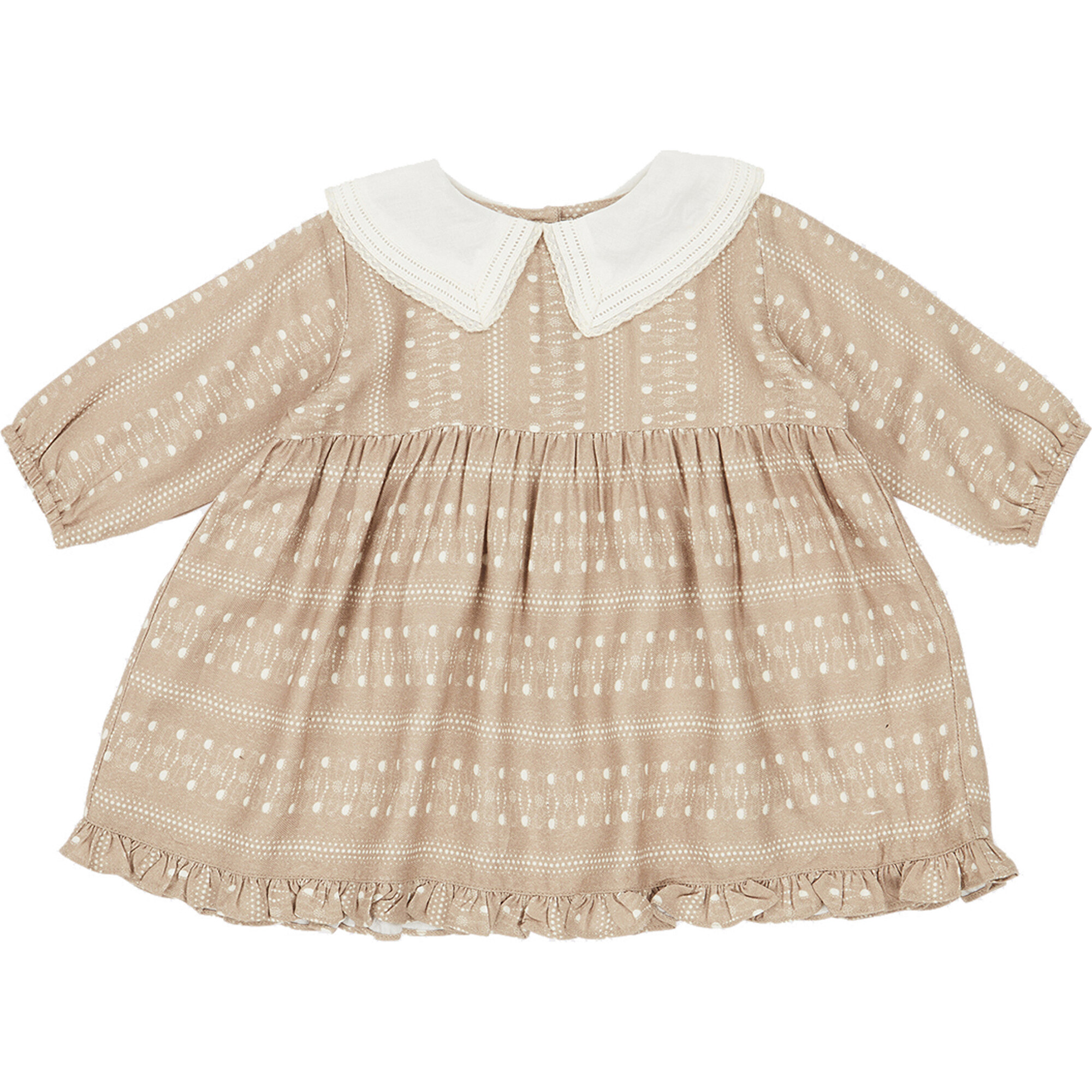 Buzzard Baby Dress, Chestnut Dotty Print - Caramel Dresses