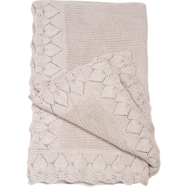 Knit Receiving Blanket, Beige - Blankets - 1