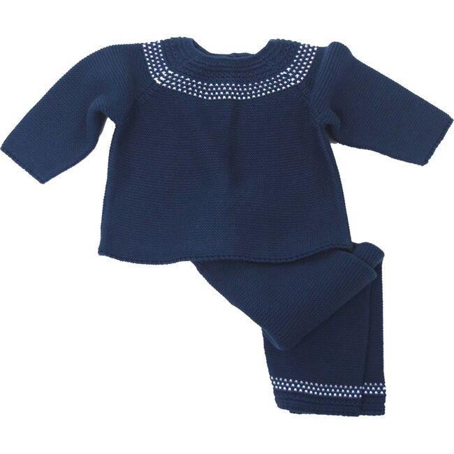 Fair Isle Sweater Pant Set, Navy - Mixed Apparel Set - 1