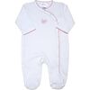 Bouquet Long Footie, White with Dusty Rose Trim - Onesies - 1 - thumbnail