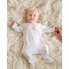 Bouquet Long Footie, White with Dusty Rose Trim - Onesies - 2