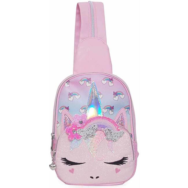 Miss Gwen Rainbow Crown Mini Sling Backpack, Pink - Backpacks - 1
