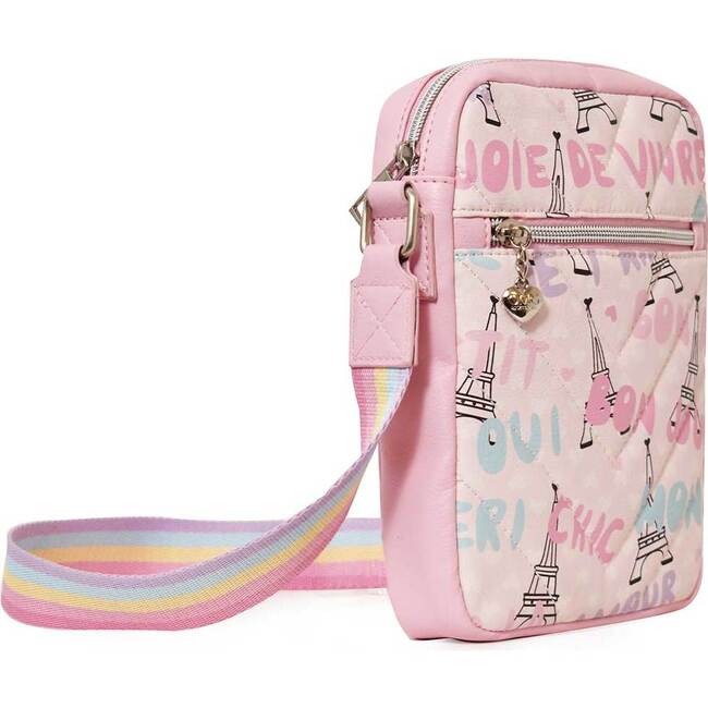 Paris Amour Print Passport Bag, Pink - Bags - 2