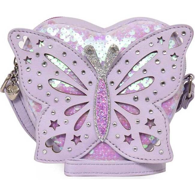 OMG's B-Fly Sequins Heart Purple Crossbody, Lavender