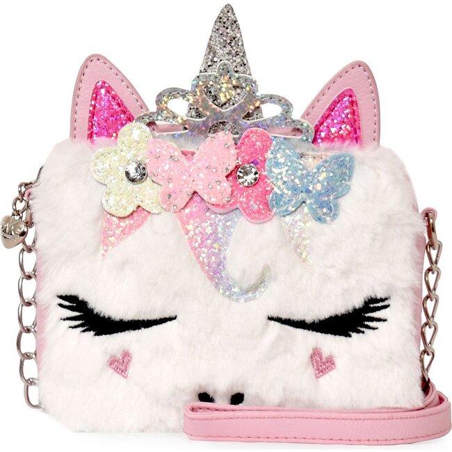 Miss Gwen Butterfly Rainbow Crown Plush Crossbody, Pink
