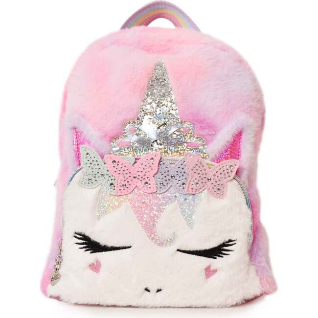 Miss Gwen Butterfly Crown Plush Mini Backpack, Pink - Backpacks - 1