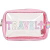 Clear embellished 'TRAVEL' Pouch, Pink - Bags - 1 - thumbnail