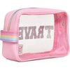Clear embellished 'TRAVEL' Pouch, Pink - Bags - 4