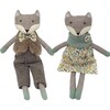 Mr & Mrs Fox Doll Set, Grey - Soft Dolls - 1 - thumbnail