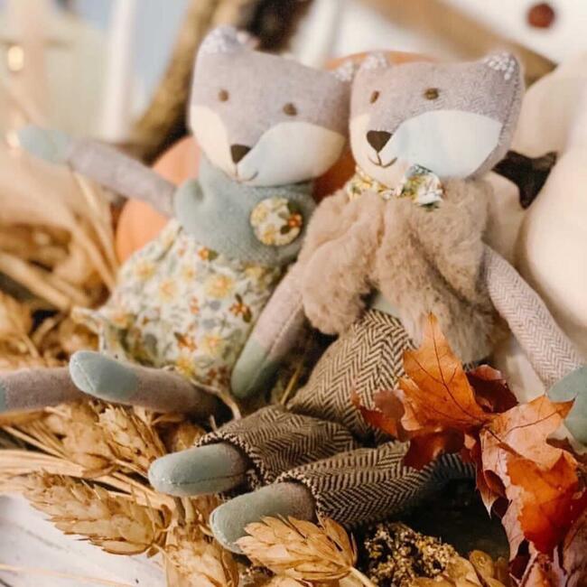 Mr & Mrs Fox Doll Set, Grey - Soft Dolls - 4