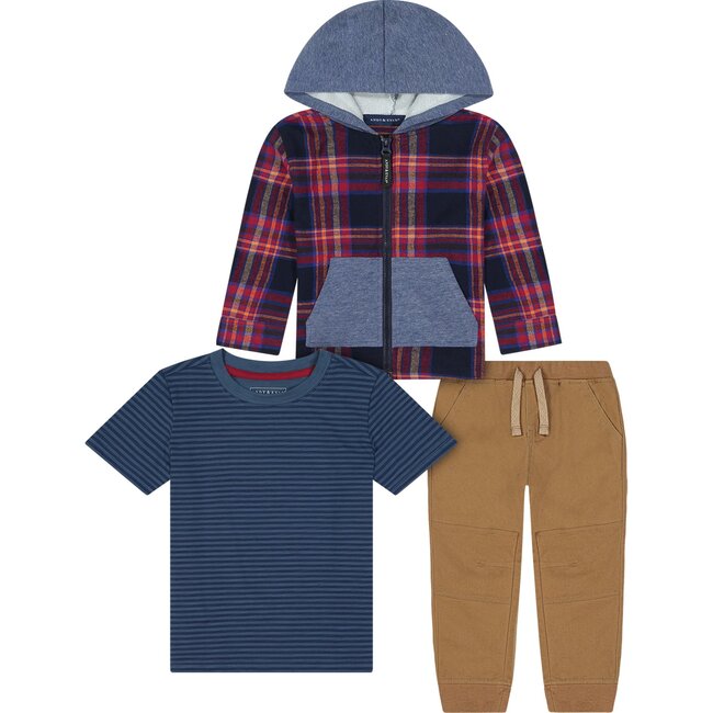Baby 3-Piece Hoodie Tee Set, Red